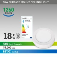 NextLED YE-TCY-15W B-SIVA ÜSTÜ LED ARMATÜR ( BEYAZ )  