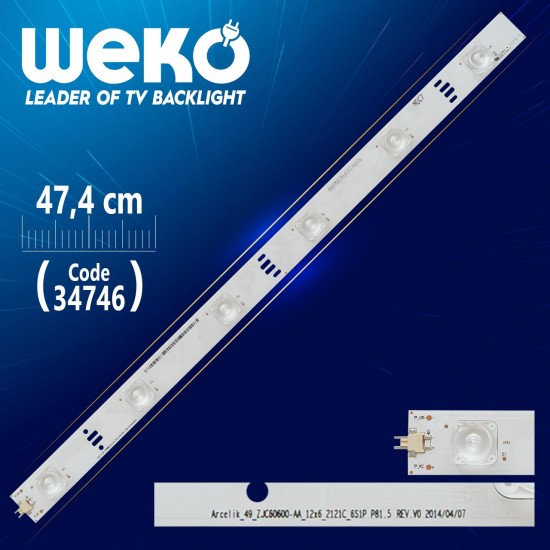 ARCELİK_49_ZJC60600-AA_12X6_2121C_6S1P P81.5 REV.V0 - 47.4 CM 6 LEDLİ - (WK-47)