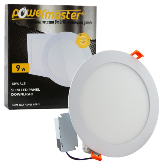 POWERMASTER 9 WATT SIVA ALTI 3000K GÜNIŞIĞI YUVARLAK 130MM SLIM LED-ECO SPOT PANEL