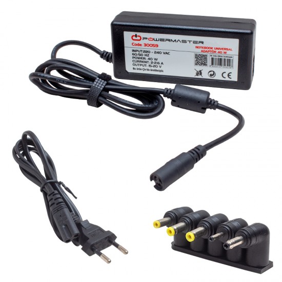 POWERMASTER PM-30059 15 VOLT - 20 VOLT ARASI 40 WATT UNIVERSAL NOTEBOOK ADAPTÖRÜ