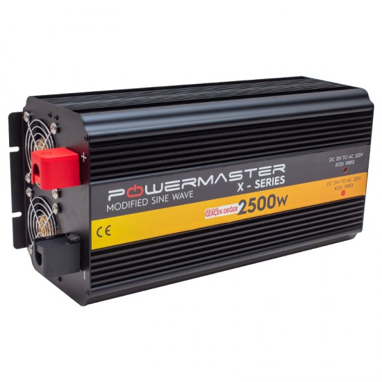 POWERMASTER PWR2500-12 ÇİFT DİJİTAL EKRAN 12 VOLT - 2500 WATT MODIFIED SINUS WAVE INVERTER