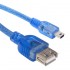 POWERMASTER USB 5 PİN ERKEK-USB DİŞİ IPOD KABLOSU MAVİ ŞEFFAF 40 CM