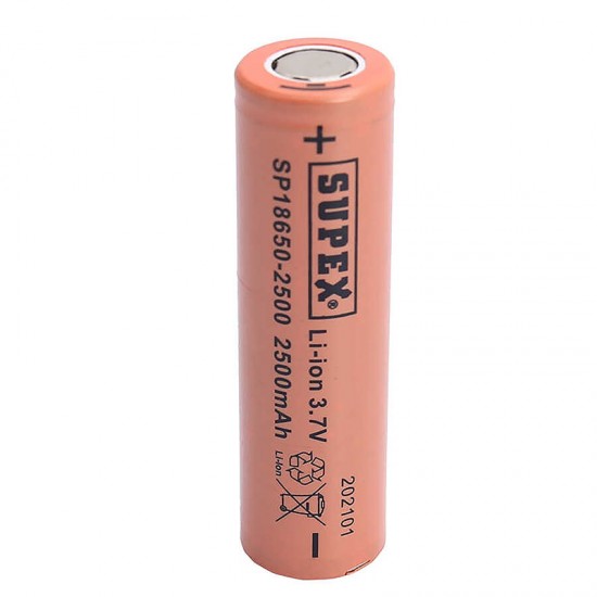 SUPEX 18650-2500 3.7V 2500 MAH DÜZ KAFA LI-ION PİL